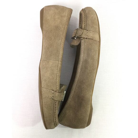 Michael Michael Kors Almond Toe Buckle Suede Preppy Minimalist Tan Loafer 10M - Picture 11 of 13